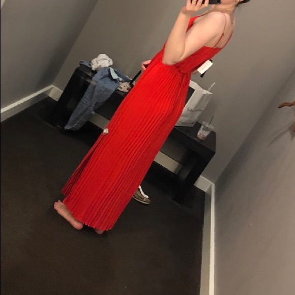 Banana Republic Red Pleated Dress - Picture 2 of 4